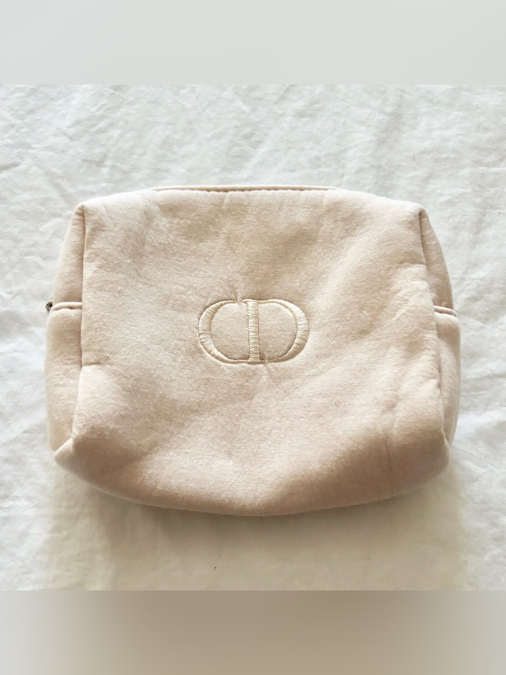 Christian Dior Mini Beige Cream Makeup Bag Pouch